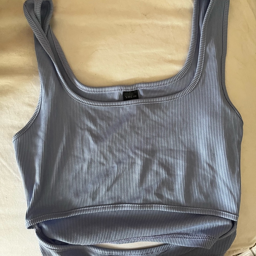 Blue cutout crop top